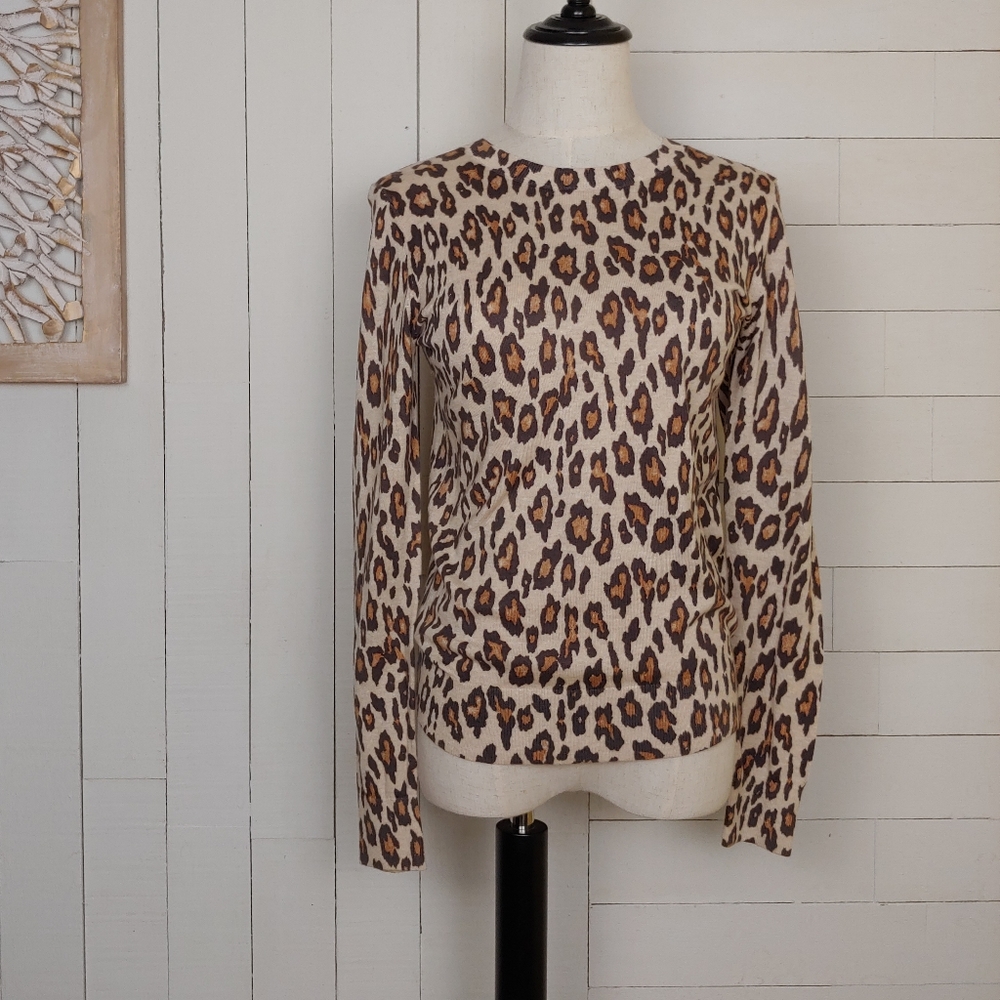Banana Republic Brown/Tan Leopard Crew Neck Sweater XS